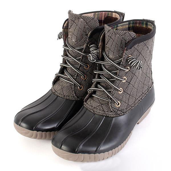 Newinshoes Women Waterproof Lace Up Duck Boots