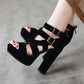 Women's shoes sexy nightclub red summer buckle strap large heels chunky sandals