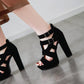 Women's shoes sexy nightclub red summer buckle strap large heels chunky sandals