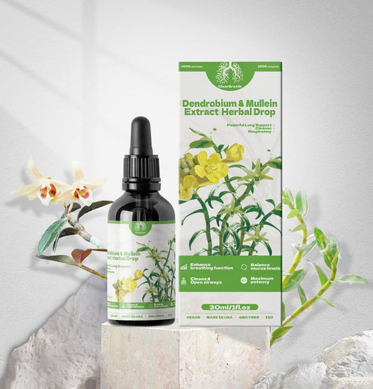 ClearBreathÂ® Dendrobium & Mullein Extract - Powerful Lung Support & Cleanse & Respiratory - Made in USA - Herbal Drops