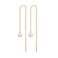 Stainless steel tassel pearl earring threading earrings