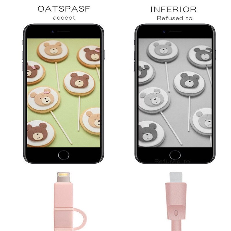 2 in 1 Retractable cute bear USB Charger cable