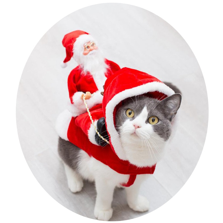 Warm clothes for pet dogs and cats with Santa Claus dolls