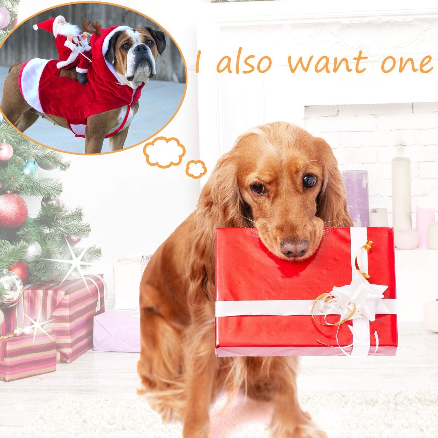 Warm clothes for pet dogs and cats with Santa Claus dolls