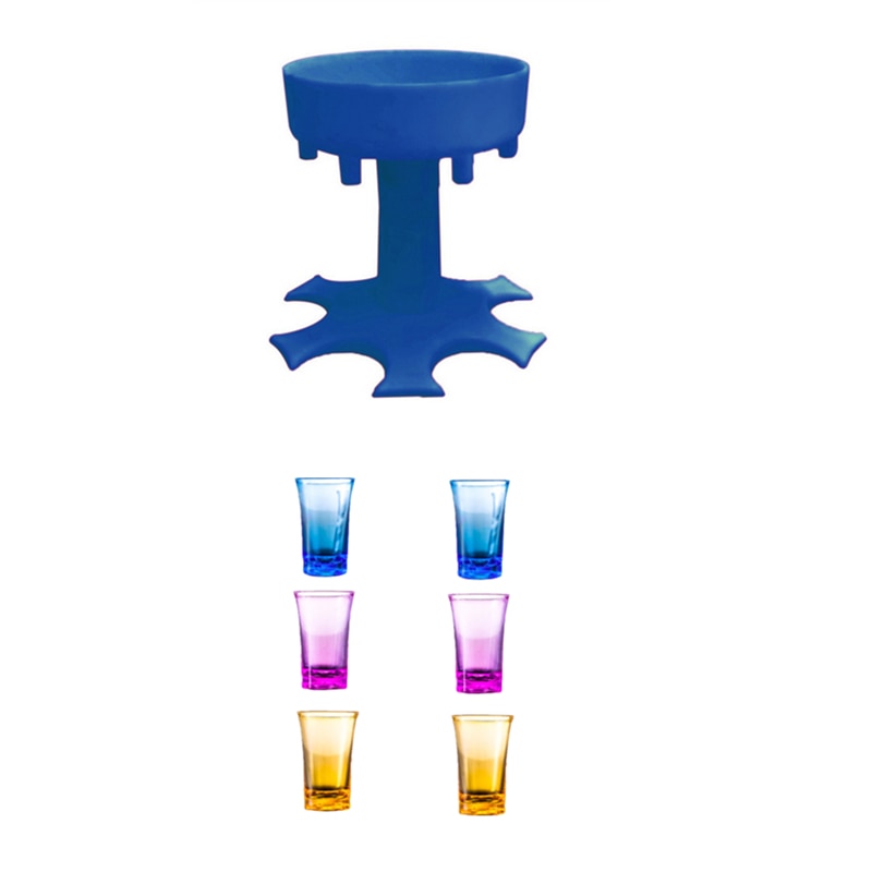 6-Shot Glass Dispenser Holder Wine Whisky Beer Dispenser Rack Bar Accessory Drinking Party Games Glass Dispenser