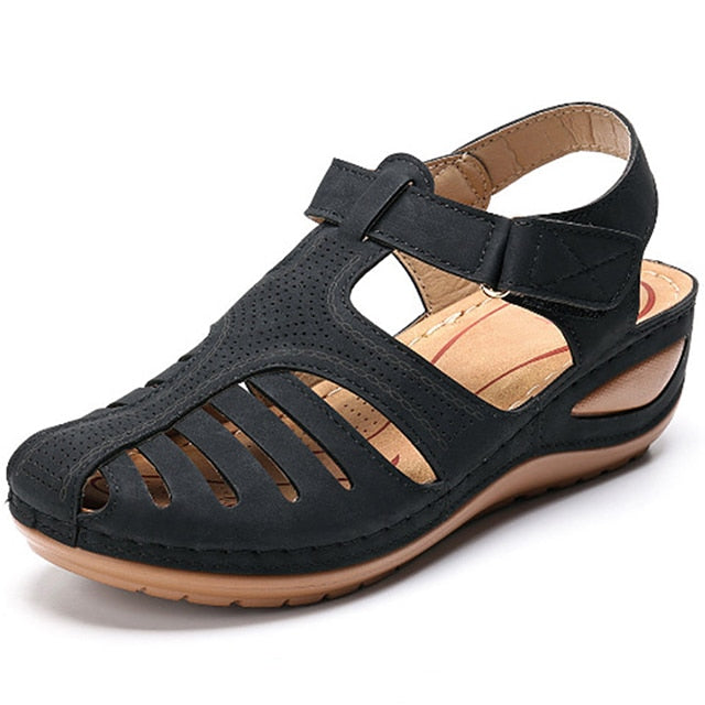 SOFT PU LEATHER CLOSED TOE VINTAGE ANTI-SLIP SANDALS