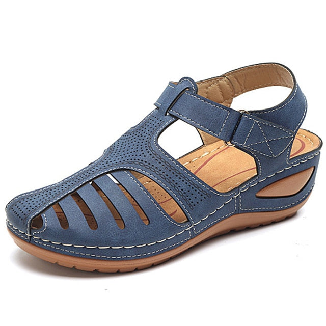 SOFT PU LEATHER CLOSED TOE VINTAGE ANTI-SLIP SANDALS