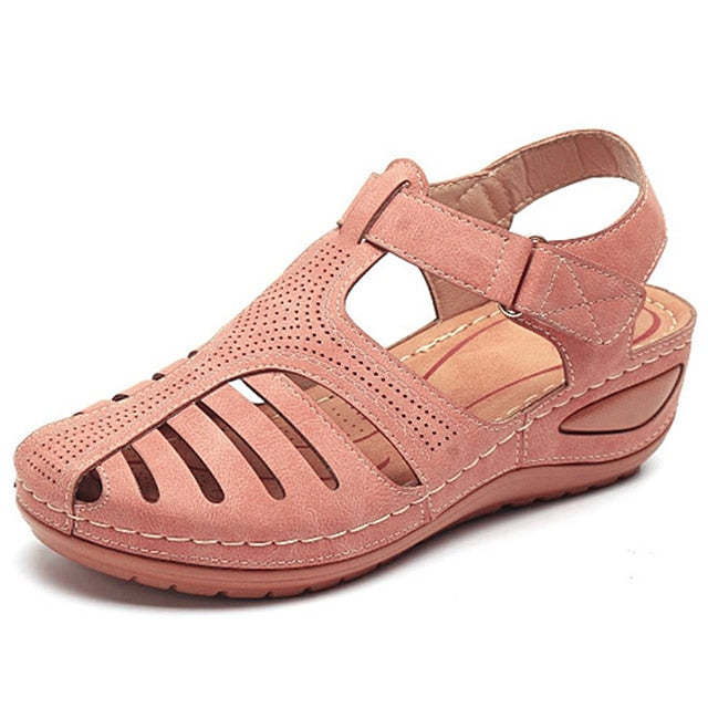 SOFT PU LEATHER CLOSED TOE VINTAGE ANTI-SLIP SANDALS