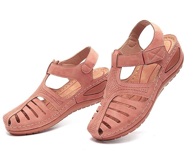 SOFT PU LEATHER CLOSED TOE VINTAGE ANTI-SLIP SANDALS