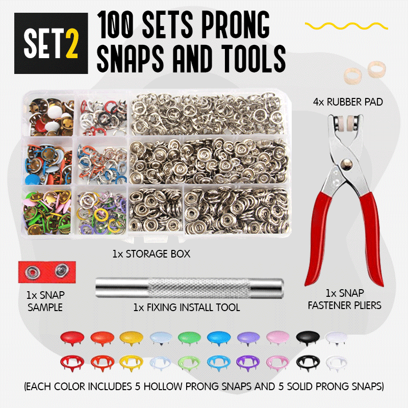 Metal Snaps Buttons with Fastener Pliers Press Kit