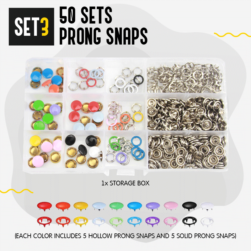 Metal Snaps Buttons with Fastener Pliers Press Kit