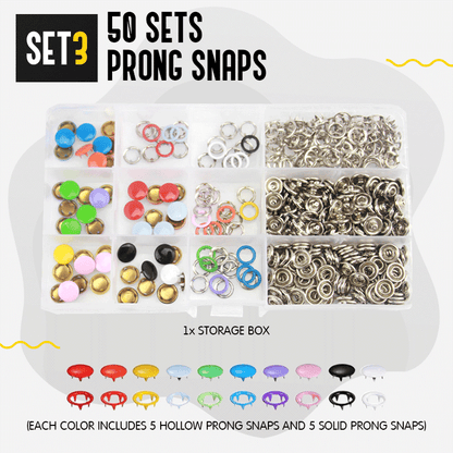 Metal Snaps Buttons with Fastener Pliers Press Kit
