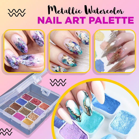 Metallic Watercolor Nail Art Palette