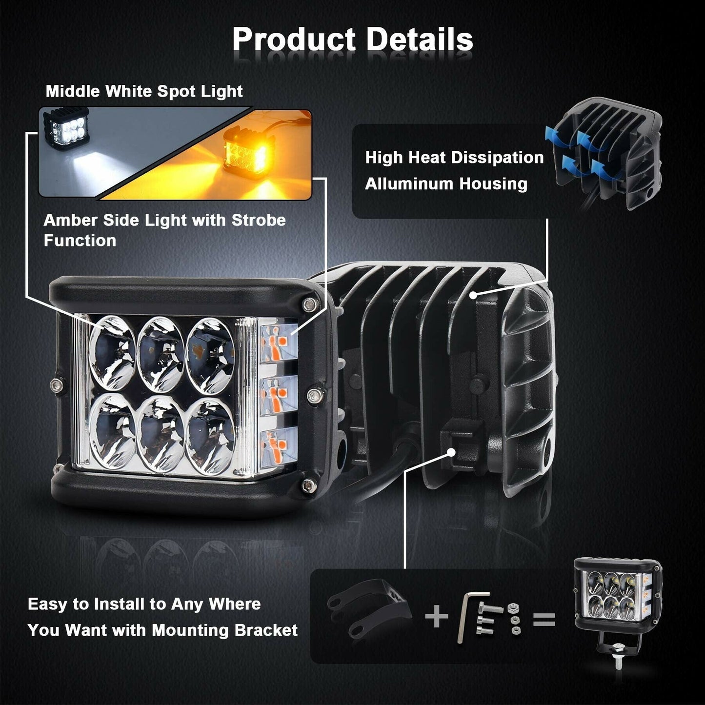 Pozzex™ Dual Side Shooter Dual Color Strobe Cree Pods