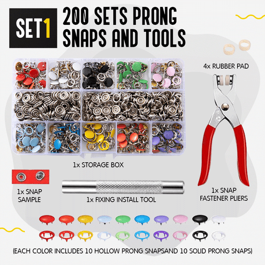 Metal Snaps Buttons with Fastener Pliers Press Kit