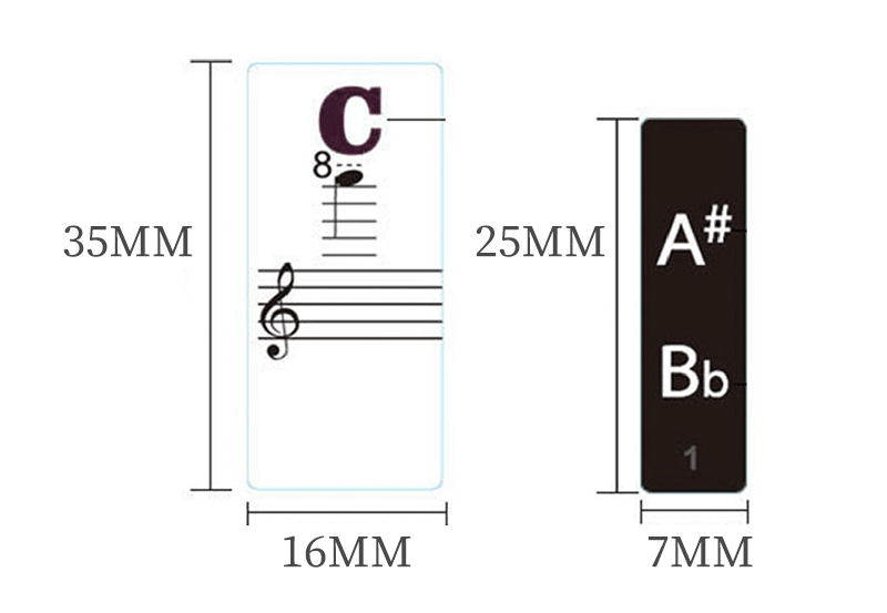 Removable Piano Key Stickers