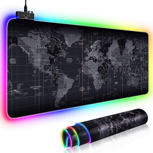 Premium XL Extended LED Mouse Pad - World Map