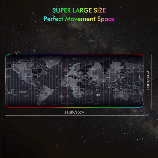 Premium XL Extended LED Mouse Pad - World Map