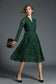 Ladies V-neck Green Lace Dress Vetement Femme 2018 Spring Evening Party Women Dress