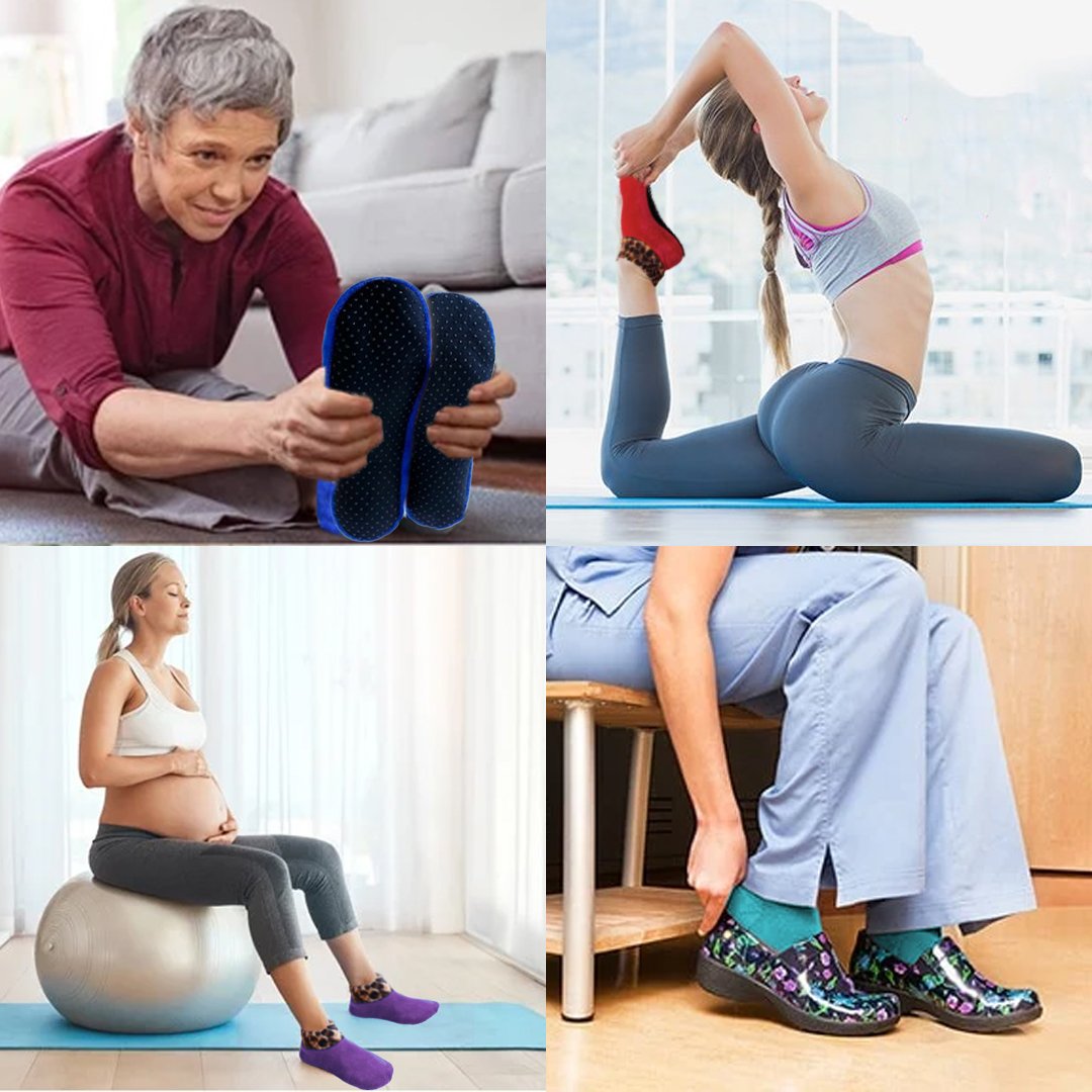 Maggie Stretch Indoor Cushioned Non Slip Grip Thermal Socks for Elderly, Hospital, Yoga & Home