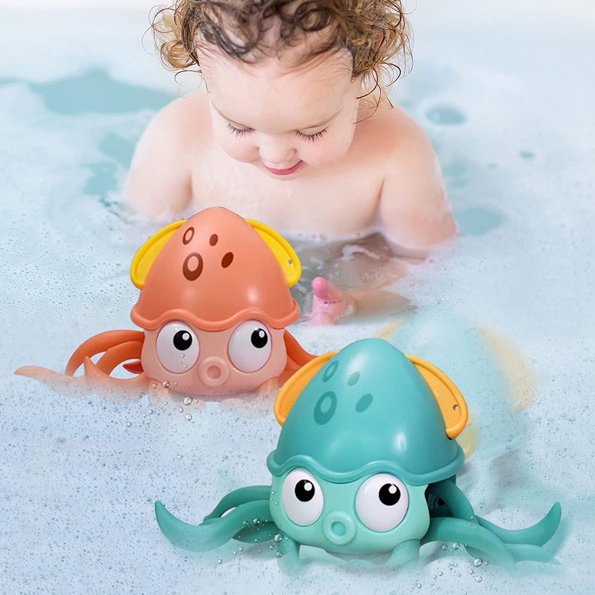 Cute Octopus Clockwork Bath Toys, Crawling Octopus Floating Toy for Baby